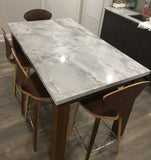 A custom build 36" high kitchen table or island , Frame build from solid poplar wood , with a stunning natural stone top.  Size - 5ft x 3ft x 3ft (ht)