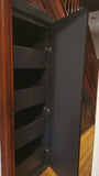 Every home can use more storage. Fortunately, the often-neglected space beneath a staircase provides an ideal spot for that.  From kitchen pantry , playroom for your kids , home office to bookshelves. The options are virtually endless.  A pantry for the kitchen + additional shelving storage + pull out shoe rack and a  pull out.