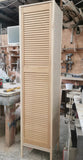 The cabinet with solid wood frame &amp; legs,&nbsp; vintage louver door was designed to hide the hot water tank and add storage.