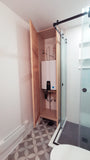 The cabinet with solid wood frame &amp; legs,&nbsp; vintage louver door was designed to hide the hot water tank and add storage.