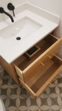   Custom built mid century modern inspired 30" solid white oak wood vanity​ cabinet​, featuring 2 ​soft close inset drawers ​and​ solid wood tapered legs. ​ ​  An elegant, luxurious​ and stunning addition to any bathroom.