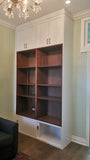 Custom floor-to-ceiling storage cabinet to make the most of every inch! A spacious bottom section featuring sliding doors (perfect for tight spaces), for any items you want to keep out of sight. Open shelving - ideal for favorite decor pieces, books , bar or electronics. The top portion with doors, providing space for items you prefer to tuck away. Design & tailored to specific needs, combining functionality with elegant aesthetics.