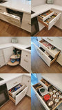 This kitchen, for instance, showcases a blend of beautiful and classic design. The upper cabinets feature a slim shaker panel design, while the base cabinets have a thin rail with rounded edges. Additionally, the kitchen includes a pantry discreetly tucked into an alcove with an arched opening, as well as panel-ready refrigerator and dishwasher. The peninsula island, complete with a sink and seating, is designed to be a central focal point.