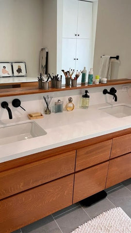 Bathroom Gallery - Michael's Double Sink Floating Solid Oak Vanity