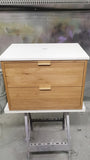 28" wide wall​ mounting floating vanity built from solid white oak wood. ​ A​  ​modern, ​clean​ &​​ ​streamlined look​ with two soft close inset drawers  - to house all of essential bathroom items  Both drawers have a cut out for plumbing.  White quartz counter top and a vessel sink