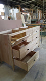 - Custom build vanity cabinet from poplar wood.  - Clean line design & inset drawers, has a warm & contemporary look.  - 60" x  21" x 34" (ht)  - 1.5" Frame