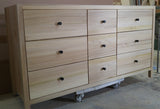 - Custom build vanity cabinet from poplar wood.  - Clean line design & inset drawers, has a warm & contemporary look.  - 60" x  21" x 34" (ht)  - 1.5" Frame