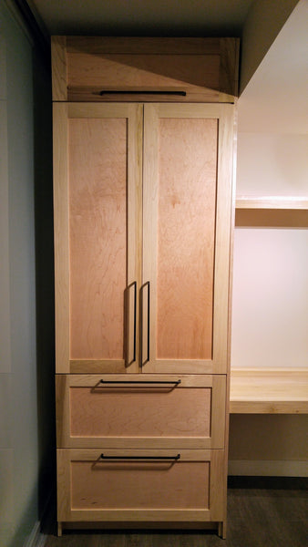 Extra storage for a condo kitchen! Everything you need to keep kitchen organized. This pantry cabinet specifically designed and built to store food, dishes, pots & pans and everything you may  need for holiday season!  Build from solid poplar wood and ply wood  36" x 24" x 96"