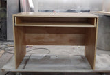 Custom build  desk to fit a home studio with limited space. Its modern design sports a slide-out for keyboard with a spacious top to position computer monitor and studio monitors. 