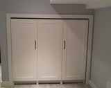 Every home can use more storage. This nook in the basement was turned into storage cabinet . But the options are virtually endless , from bookshelves to a home office.