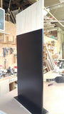 ​This is a perfect example of combining warm & rustic natural wood with the slick  black  contemporary design. It Is beautiful mixture of  different textures, two tone solid wood inset doors solid wood & modern metal handles.