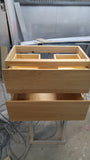 ​30" wide wall​ mounting floating vanity built from solid white oak wood. ​ A​  ​modern ​clean​ &​​ ​streamlined look​ with two soft close drawers​ with handle​s​ integrated in front ​drawer panels.​