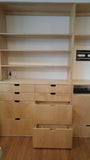  This handsome unit is built from baltic birch plywood.  Benefits over standard plywood include;  - Improved stiffness, stability, and strength  - Void free core allows for a decorative exposed edge  - Exceptional screw holding capabilities  - Thicker face veneer   Due to the nature of its construction, Baltic Birch is an incredibly durable product - it’s strong, stable, tough, and heavy. That makes it ideal for a number of woodworking projects.