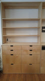  This handsome unit is built from baltic birch plywood.  Benefits over standard plywood include;  - Improved stiffness, stability, and strength  - Void free core allows for a decorative exposed edge  - Exceptional screw holding capabilities  - Thicker face veneer   Due to the nature of its construction, Baltic Birch is an incredibly durable product - it’s strong, stable, tough, and heavy. That makes it ideal for a number of woodworking projects.