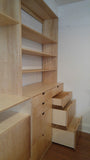  This handsome unit is built from baltic birch plywood.  Benefits over standard plywood include;  - Improved stiffness, stability, and strength  - Void free core allows for a decorative exposed edge  - Exceptional screw holding capabilities  - Thicker face veneer   Due to the nature of its construction, Baltic Birch is an incredibly durable product - it’s strong, stable, tough, and heavy. That makes it ideal for a number of woodworking projects.