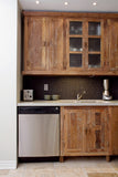 Inde-Art reclaimed wood custom built kitchen cabinets and cabinet door and drawer fronts.