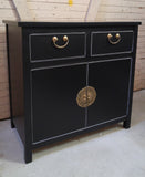 Asian inspired design.  - Custom build  - With gorgeous brass flower pot cabinet face plate  - 34"x 18" x 33"(ht)