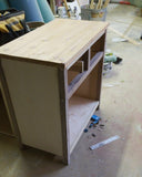 Asian inspired design.  - Custom build  - With gorgeous brass flower pot cabinet face plate  - 34"x 18" x 33"(ht)