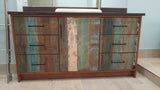 One of a kind custom build 72" vanity cabinet with reclaimed teak wood door & drawer fronts