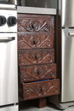 Inde-Art hand carved solid wood custom designed kitchen cabinets.