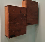 Custom build medicine cabinets with reclaimed teak wood door fronts