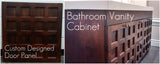 A custom build 60" vanity cabinet with one of a kind rose wood door & drawer fronts with a integrated sink.