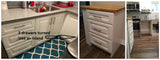 Emily moved into a house with a tiny kitchen that did not have a dishwasher. The natural place (and only place!) to put a dishwasher is to the left of the sink, but the 3 drawer cabinet was just shy of 24". So we stole few inches from the sink cabinet instead, to fit a full size dishwasher.  Turned the 3 drawers into an island so not to  loose any storage and for additional work surface.