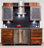 Pioneer in industry , we offer exquisite reclaimed teak wood and  hand carved door and drawer panels sand complete kitchen cabinets like no other. Inde-Art Cabinets on City line on City TV. "Designer Yanic Simard  featured  our reclaimed wood custom cabinets  as hottest trend on display at the Interior Design Show."  http://youtu.be/I2mklGNZ-No