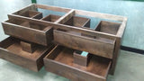 Custom build solid walnut wood floating vanity cabinet. - 65" x 24" x 22"( high)  - 4 Drawers - soft close  -  2" Frame