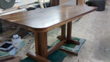A stunning solid walnut wood (6ft x 3ft) dining table with 2" thick top and rounded edges