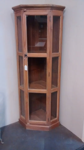 Solid teak wood corner cabinet.
