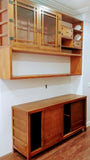 A clean line design with zen aesthetics!!! A stunning transformation from white big box store cabinets to unique Japanese inspired custom designed cabinets with hand-forged iron handles. The base cabinets has sliding doors with lattice design.