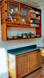 A clean line design with zen aesthetics!!! A stunning transformation from white big box store cabinets to unique Japanese inspired custom designed cabinets with hand-forged iron handles. The base cabinets has sliding doors with lattice design.