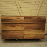This floating 48" vanity cabinet is built from beautiful solid walnut wood , with exceptional grain pattern throughout.  Transforming the bathroom into an organic and contemporary space.    The vanity is made up of 6 soft close drawers with integrated lip handle - providing ample of storage space.  A perfect combination of functionality and style!