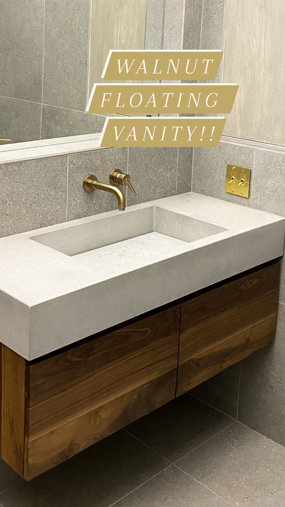 Bathroom Gallery - Derek's Walnut Floating Vanity – Inde-Art Design House