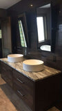 - Custom build solid walnut wood floating vanity cabinet.  - 65" x 24" x 22"( high) - 4 Drawers - soft close -  2" Frame