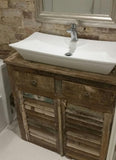 Reclaimed wood one of a kind vanity cabinet