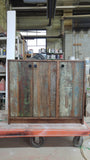 Shown in the photos is a 38" wide  custom vanity with reclaimed teak door panels  and grey quartz stone top - Clean line contemporary design.
