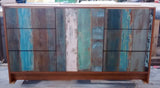 One of a kind custom build 72" vanity cabinet with reclaimed teak wood door & drawer fronts