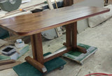 A stunning solid walnut wood (6ft x 3ft) dining table with 2" thick top and rounded edges