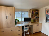 Versatile home office that double as gorgeous guest room with a closet - Build from maple wood.  With space becoming an absolute premium in modern homes, the decision to combine the guestroom with the home office is indeed a smart one. Whether you have a guest bedroom that is rarely used or a home office with some additional space, utilizing a single room in more ways than one requires is the way to go.