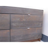Custom designed  63"  bottom mounted four drawer vanity cabinet  with solid wood rustic drawer fronts.