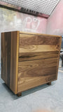 Shown in the photos is a 31" wide custom vanity cabinet built from gorgeous solid walnut wood.
