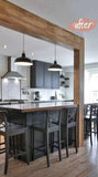 We built this amazing island with solid maple wood counter top  for Neve last summer. This time around it was time to add a rustic architectural feature to this beautiful kitchen by covering the post & beam with solid  maple wood.