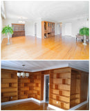 A librarian's (our client) dream home library and TV Unit.  Incredible MCM inspired library/ bookcase and built in TV unit featuring a stunning sliding door.  The bookcase  which stretches over 30ft ​ boast ​seven shelves ​running all the way through ​offering plenty of ​ ​display space for books, art, ​etc​  TV unit is hidden with a beautiful 54" wide sliding door oozing out Danish charm and practicality.