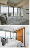 Have you recently bought a new condo with out a  door to the bedroom or den? Want to have privacy but want to maintain the open concept feel you fell in love with in the first place?  We built this gorgeous sliding door from walnut. It features top of the line hardware to make it smoothest sliding door.