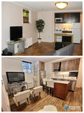 Custom built reclaimed teak wood with white patina  door & drawer panels  paired with  stainless steel appliance combines rustic warm wood with industrial chic.