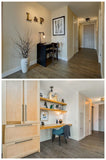 Don’t think you have the space for a home office? Think again  To make the most of the space, the hallway of this condo was transformed into a home office by adding a floating desk and shelving above it.  Made from solid poplar wood.