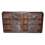 Vintage solid teak wood upper or wall cabinet or a narrow book shelf with sliding doors.
