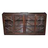 Vintage solid teak wood upper or wall cabinet or a narrow book shelf with sliding doors.